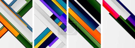 Illustration for Colorfulness and art collide in this vibrant composition of violet and magenta lines on a white background, forming a colorful rectangle with patterns reminiscent of a rainbow - Royalty Free Image