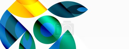 Illustration for An artistic logo featuring colorful tints and shades with a yellow circle representing energy, surrounded by green circles resembling feathers on a white background - Royalty Free Image