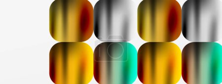Ilustración de Una colección de píldoras vibrantes dispuestas en fila sobre un fondo blanco, mostrando una hermosa muestra de colorido y formas geométricas - Imagen libre de derechos