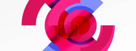 A vibrant composition featuring a petalshaped magenta and electric blue circle on a white background. The artful pattern showcases a mix of tints and shades in a graphic design