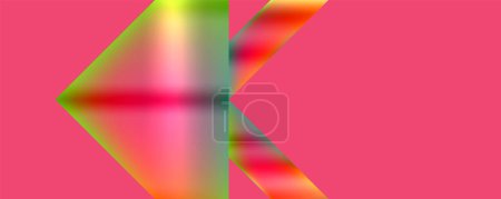 Ilustración de Un rectángulo magenta con un fondo rosa cuenta con una flecha de color arco iris apuntando a la izquierda, creando un patrón simétrico, colorido en las artes visuales - Imagen libre de derechos