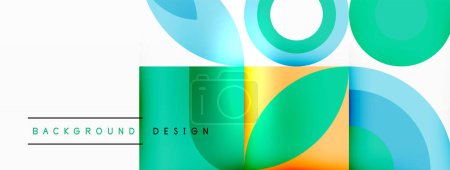 Ilustración de Un diseño de logotipo vibrante con círculos y cuadrados de agua y azul eléctrico sobre un fondo blanco, inspirado en la iluminación automotriz y accesorios de moda - Imagen libre de derechos