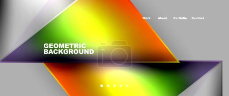 Ilustración de Un fondo geométrico colorido con triángulos en tonos naranja y ámbar sobre un fondo gris. Perfecto para su uso como telón de fondo en aplicaciones de oficina o en dispositivos electrónicos - Imagen libre de derechos