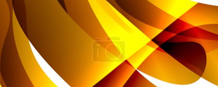 Eine Nahaufnahme einer lebhaften gelben und roten Welle auf weißem Hintergrund, die einem flüssigen Muster ähnelt, das von bunten Pflanzenblättern und Bernsteintönen inspiriert ist.