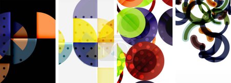 Téléchargez les illustrations : Un collage vibrant de cercles colorés sur fond blanc, mettant en valeur la beauté de la coloréité et de la créativité dans l'art. Chaque cercle est peint de façon unique, créant un motif envoûtant - en licence libre de droit