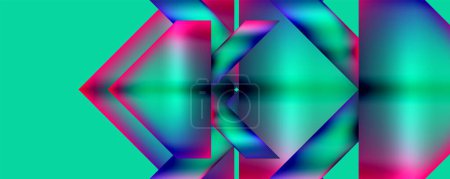 Illustration for Vibrant colors like azure, purple, violet, and magenta create a kaleidoscope pattern on a green background. The symmetry of triangles forms an artistic display reminiscent of electric blue hues - Royalty Free Image