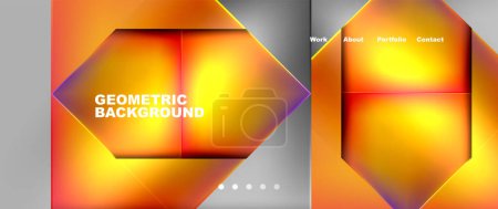 Téléchargez les illustrations : Un éclairage automobile inspiré fond géométrique avec une variété de triangles et de rectangles dans les tons d'ambre, d'orange et de textures liquides - en licence libre de droit