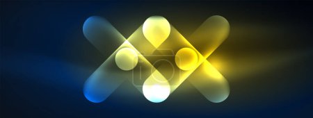Ilustración de Un pétalo de planta en tonos azules y amarillos eléctricos con elementos de simetría y círculo, capturado en macrofotografía sobre un fondo azul oscuro. El logo irradia elegancia y sofisticación - Imagen libre de derechos