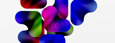 Ilustración de Una vibrante variedad de círculos coloridos, que se asemejan a pétalos de púrpura, violeta, magenta y flores azules eléctricas, creando un patrón artístico en una vista de primer plano sobre un fondo blanco - Imagen libre de derechos