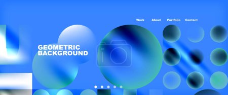 Illustration for A blue geometric background with circles and squares reminiscent of an astronomical object. The electric blue tones create a futuristic feel, blending science and technology - Royalty Free Image
