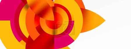 Illustration for A closeup of a vibrant and symmetrical circle with colorful petals in various tints and shades, creating a beautiful pattern and symbol, set against a white background - Royalty Free Image