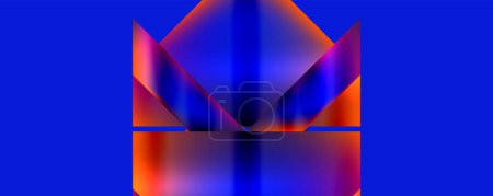 Illustration for A geometric pattern resembling a crown in shades of blue, purple, and magenta on a symmetrical design. The electric blue background enhances the artistic display - Royalty Free Image