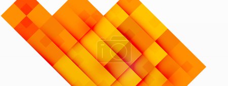 Ilustración de Un patrón de primer plano de cuadrados anaranjados y amarillos sobre un fondo blanco, con tintes y tonos de ámbar y azul eléctrico. Un accesorio de moda elegante o equipo de protección personal en color melocotón - Imagen libre de derechos