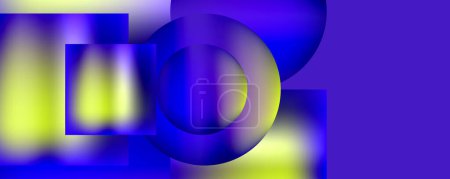 Téléchargez les illustrations : Un fond abstrait bleu électrique et magenta avec un cercle jaune vif au centre, évoquant les couleurs de l'eau et du gaz dans un design d'art de police - en licence libre de droit