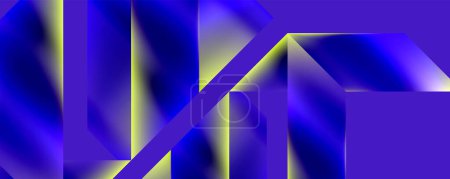 Téléchargez les illustrations : Une image générée par ordinateur avec un motif géométrique coloré avec des triangles bleus et jaunes sur un fond violet vibrant, créant un design symétrique et accrocheur - en licence libre de droit