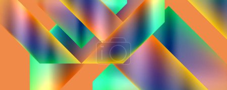 A vibrant abstract background featuring a geometric pattern with a rainbow of colors such as electric blue and magenta, showcasing colorfulness and creative arts with symmetrical triangle patterns