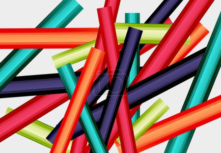 A beautiful display of colorful sticks stacked on top of each other, creating a vibrant pattern reminiscent of art and office supplies, with a mix of tints and shades