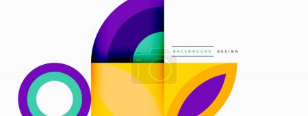 Illustration for A vibrant logo featuring colorful circles and leaves on a white background. The design incorporates shades of violet, magenta, and green, creating a dynamic and artistic look - Royalty Free Image