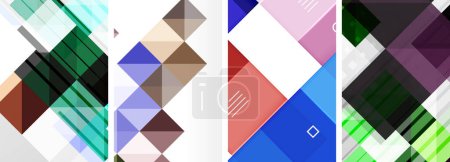 Illustration for A colorful composition of geometric shapes including a magenta square, an electric blue circle, a symmetrical rectangle, and a creative artsinspired triangle on a white background - Royalty Free Image