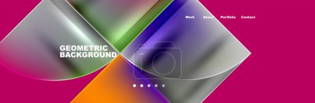 Illustration for A vibrant geometric background featuring shades of purple, magenta, and electric blue on a symmetrical pink backdrop. Liquidlike triangles add a colorful touch - Royalty Free Image