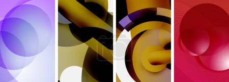 Illustration for A collage of abstract images featuring colorful circles and geometric shapes inspired by music and entertainment, creating a unique blend of art and fiction - Royalty Free Image