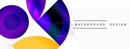 Illustration for The colorful background features circles in shades of purple, magenta, and electric blue on a white backdrop. A standout yellow circle adds a vibrant pop to the design - Royalty Free Image