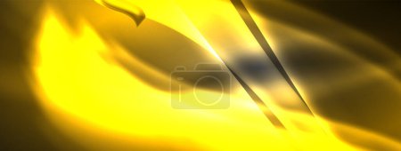 Ilustración de Una llama amarilla sobre un fondo negro, que se asemeja a los tonos vibrantes de una planta con flores. El líquido ámbar parpadea como un pétalo en el cielo - Imagen libre de derechos