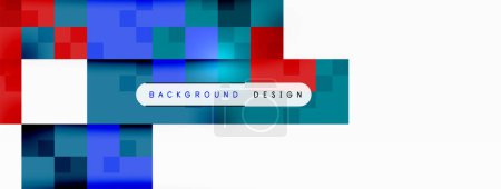 Illustration for A vibrant Azure rectangle with a parallel blue and magenta pattern creates an electric blue logo on software. The font pops on a red and white checkered background with a password bar - Royalty Free Image