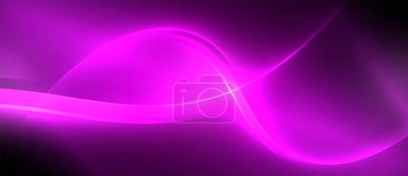 Téléchargez les illustrations : Une vague violette vibrante coule sur un fond noir foncé, créant un superbe affichage de coloris rappelant les teintes bleu électrique et magenta - en licence libre de droit