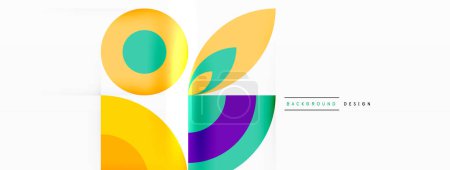 Ilustración de Un logotipo artístico con un círculo amarillo con círculos púrpura sobre un fondo blanco. El diseño incorpora una fuente fluida, tonos y sombras vibrantes, y acentos azules eléctricos - Imagen libre de derechos