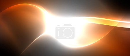 Illustration for A bright amber and white wave in the atmosphere against a dark background creates an atmospheric phenomenon reminiscent of a lens flare from a distant astronomical object in space - Royalty Free Image