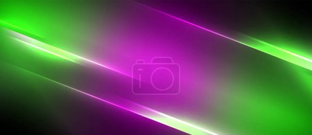 Vibrant colors like purple, green, magenta, and electric blue create a striking pattern on a background with a diagonal glowing line, resembling a fusion of art and technology