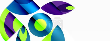Téléchargez les illustrations : Logo coloré aux teintes bleu électrique, vert et violet disposé en motif circulaire sur fond blanc. Parfait pour les entreprises d'art et d'arts visuels - en licence libre de droit