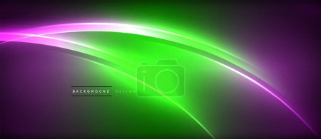 Illustration for A green and purple wave on a dark background . High quality - Royalty Free Image