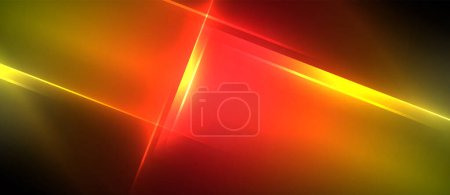 Téléchargez les illustrations : Un faisceau lumineux orange et ambré avec un soupçon de magenta brille dans le ciel sur un fond noir, créant un effet d'éclairage automobile vibrant - en licence libre de droit