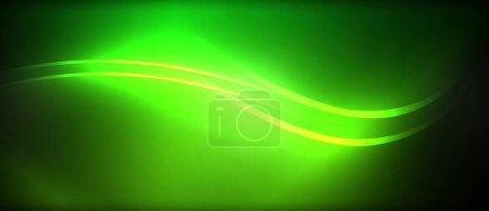 Ilustración de Una onda verde y amarilla sobre un fondo negro. Alta calidad - Imagen libre de derechos