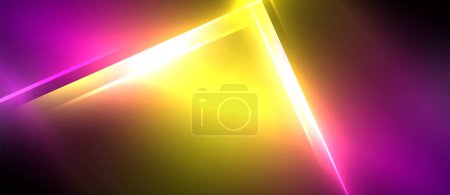Ilustración de Un objeto astronómico parecido a una luz brillante amarilla y púrpura brilla brillantemente sobre un fondo púrpura oscuro, creando un efecto de destello de lente hipnotizante en el cielo. - Imagen libre de derechos