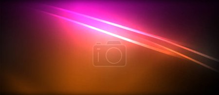 Ilustración de Un vibrante haz de luz púrpura y naranja está iluminando un fondo oscuro, creando un contraste impresionante. La llamarada de la lente se suma al efecto dinámico de esta colorida pantalla - Imagen libre de derechos