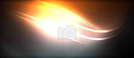 Téléchargez les illustrations : Un objet astronomique émet une lumière ambre vive contre une atmosphère sombre, créant une atmosphère calme et sereine. La chaleur et le gaz créent un effet de torche de lentille, ajoutant au phénomène atmosphérique - en licence libre de droit