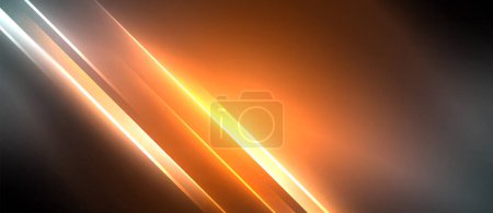Illustration for An amber light beam illuminates the dark sky, casting tints and shades of peach on the horizon. The pattern resembles wood grain, creating a mesmerizing effect - Royalty Free Image