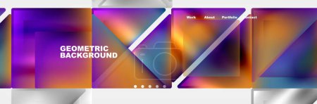 Illustration for Colorful fluid gradient triangles and squares web site template. Vector Illustration For Wallpaper, Banner, Background, Card, Book Illustration, landing page - Royalty Free Image