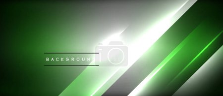 Illustration for Glowing green and white lines displayed on a dark background resemble a modern automotive lighting design. The pattern includes rectangles, circles, and logos in a macro photography style - Royalty Free Image