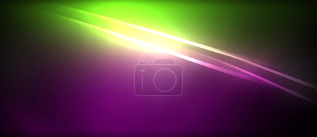 Téléchargez les illustrations : Un mélange vibrant de lumière violette, violette, magenta et bleue électrique crée un affichage époustouflant sur un fond violet liquide, ressemblant à un éclat de lentille astucieux dans le ciel - en licence libre de droit