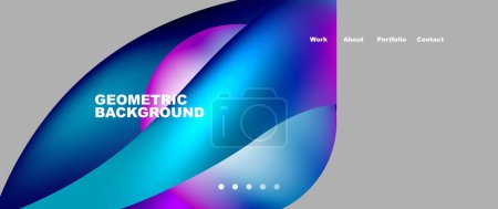 Illustration for Web page design with geometric elements - circle and wave. Techno art concept. Vector Illustration For Wallpaper, Banner, Background, Card, Book Illustration, landing page - Royalty Free Image