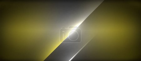 Ilustración de Una franja diagonal en tonos ámbar y amarillo, con una lente brillante a través. El fondo se asemeja a un evento celestial en el cielo, contra un techo de metal - Imagen libre de derechos