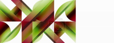 Ilustración de Un patrón geométrico vibrante con formas rojas y verdes que se asemejan a pétalos de plantas terrestres y hierba sobre un fondo blanco, que recuerda al arte moderno con una fuente magenta en negrita - Imagen libre de derechos