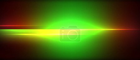 Téléchargez les illustrations : Un fond noir rectangulaire est éclairé par une lumière verte, jaune et rouge, ressemblant à un objet astronomique. Les couleurs créent un effet de fusée éclairante, mettant en valeur un mélange de science et d'art - en licence libre de droit