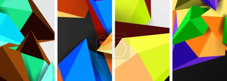 Triangle abstract concepts poster set with geometric minimal designs