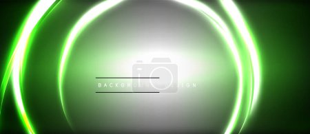 Illustration for Macro photography of green circles glowing on a dark background resembling automotive lighting. The vibrant green hues contrast beautifully against the black, resembling terrestrial plant leaves - Royalty Free Image