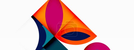 Illustration for A creative arts piece featuring a pink ball at the center of a colorful geometric shape with shades of electric blue on a white background, showcasing symmetry and patterns - Royalty Free Image
